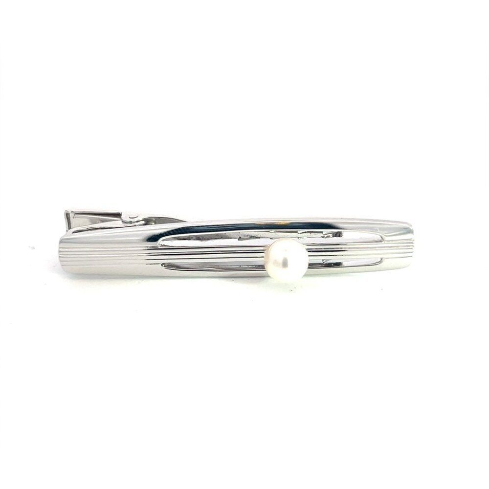 Mikimoto Estate Tie Bar Sterling Silver 6.35 mm M386